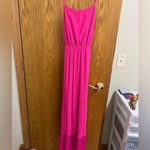 Hot pink spaghetti strap maxi dress
